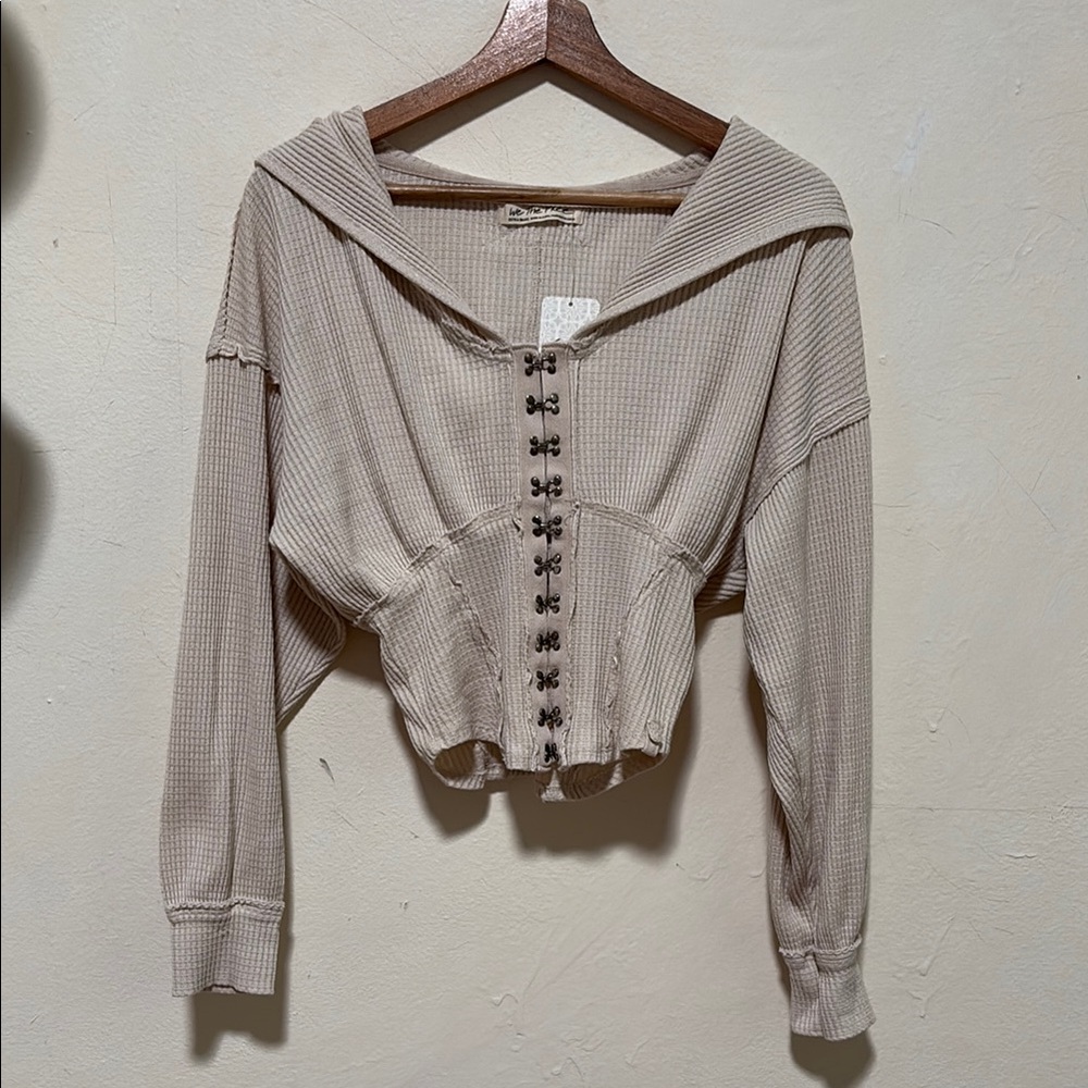 Free People Girl’s Night Thermal Hoodie White NWT